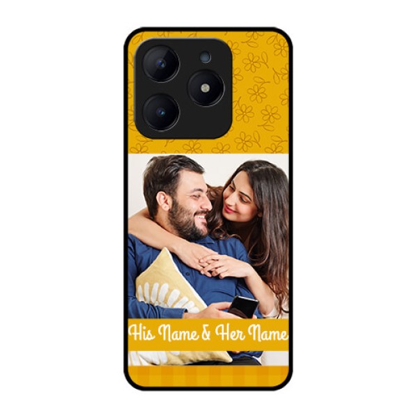 Realme Narzo N63 Custom Glass Phone CaseYellow Floral Design