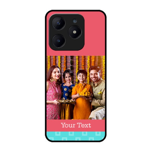Realme Narzo N63 Custom Glass Phone CasePeach and Blue Color Design Realme Narzo N63 Custom Glass Phone CasePeach and Blue Color Design