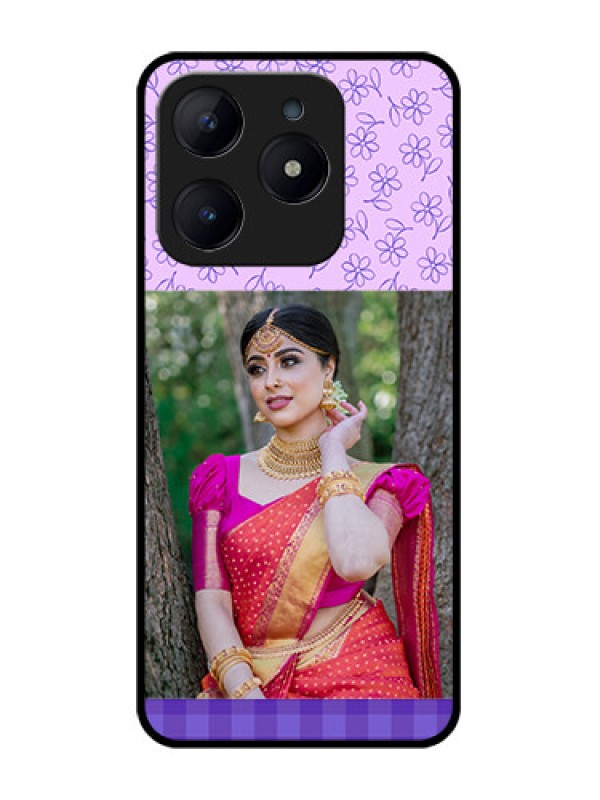 Custom Realme Narzo N63 Custom Glass Phone CasePurple Floral Design