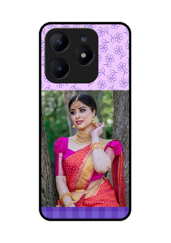 Realme Narzo N63 Custom Glass Phone CasePurple Floral Design