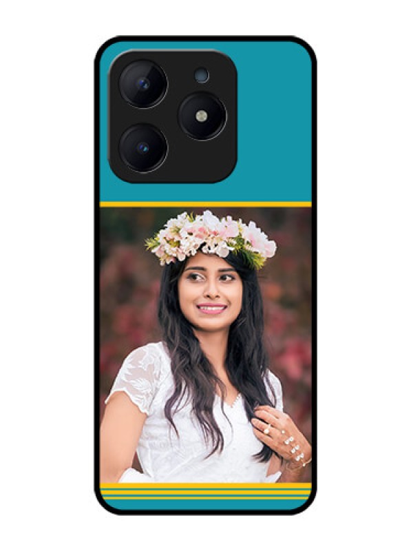 Custom Realme Narzo N63 Custom Glass Phone CaseYellow and Blue Design