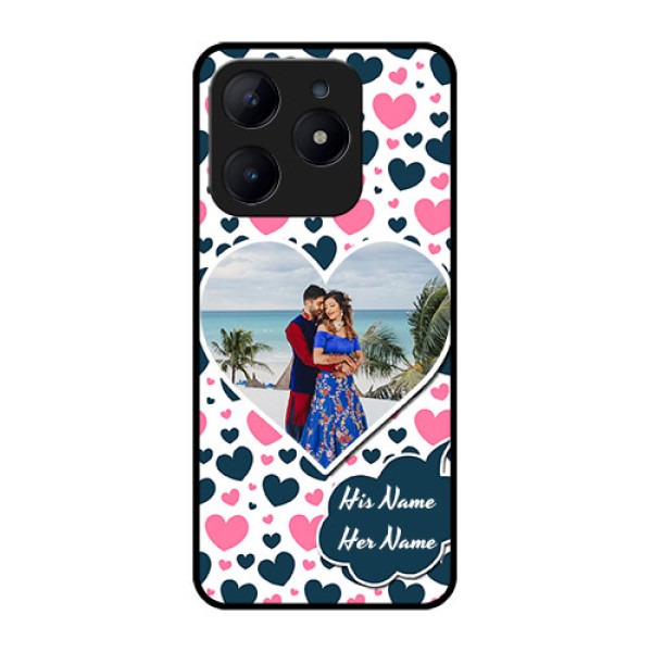 Realme Narzo N63 Custom Glass Phone CasePink and Blue Heart Design