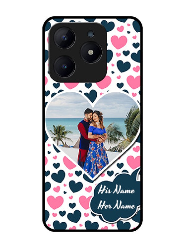 Custom Realme Narzo N63 Custom Glass Phone CasePink and Blue Heart Design
