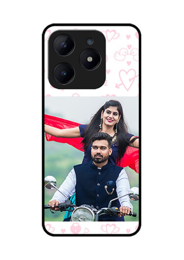 Realme Narzo N63 Custom Glass Phone CasePink Flying Heart Design