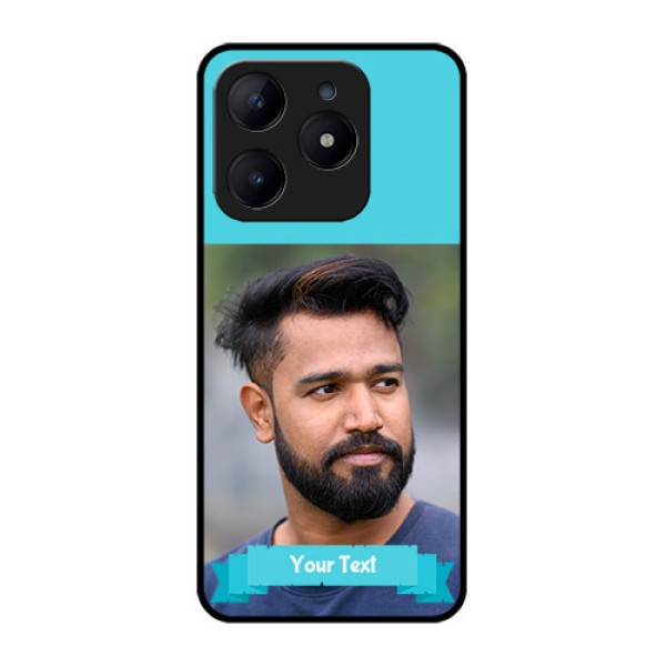 Realme Narzo N63 Custom Glass Phone CaseBlue Color Design Realme Narzo N63 Custom Glass Phone CaseBlue Color Design