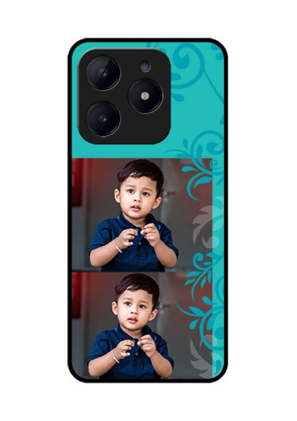 Realme Narzo N63 Custom Glass Phone CaseWith Photo And Green Floral Design