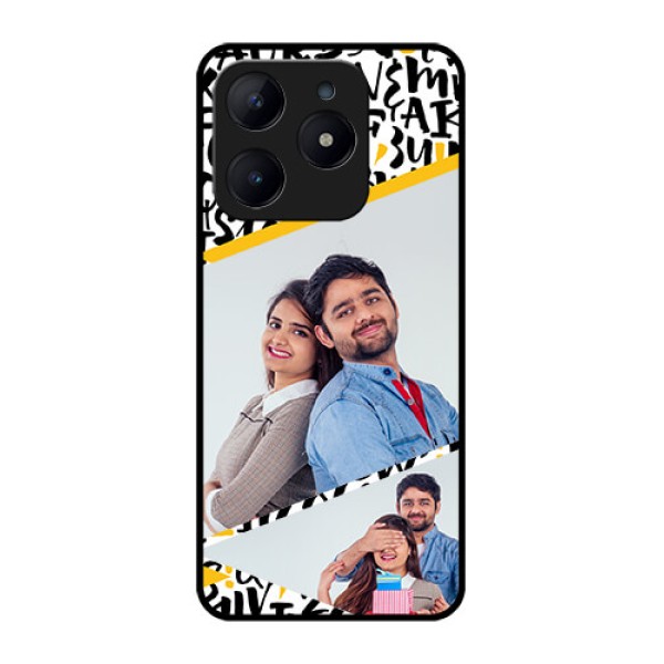 Realme Narzo N63 Custom Glass Phone CaseLetters Pattern Design