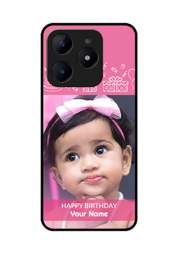 Realme Narzo N63 Custom Glass Phone CaseWith Birthday Line Art Design