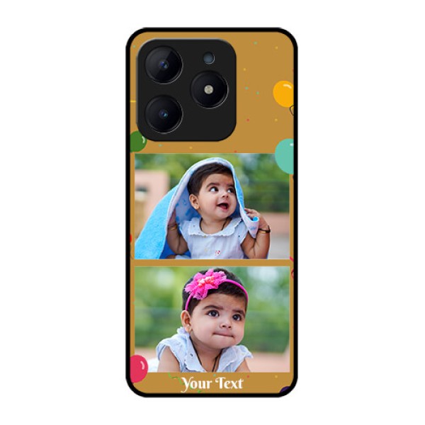 Realme Narzo N63 Custom Glass Phone CaseImage Holder With Birthday Celebrations Design