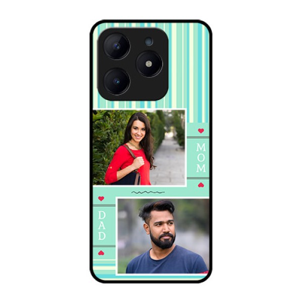Realme Narzo N63 Custom Glass Phone CaseMom and Dad Pic Design