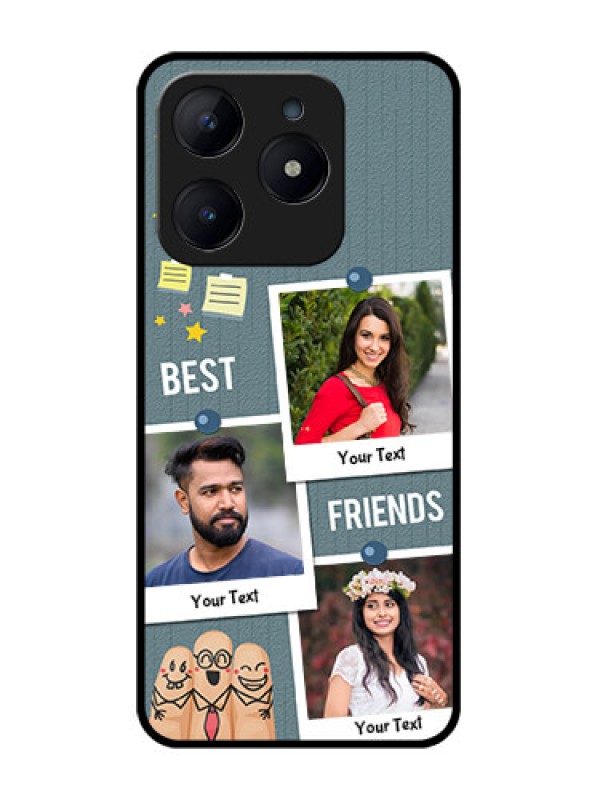 Custom Realme Narzo N63 Custom Glass Phone CaseSticky Frames And Friendship Design