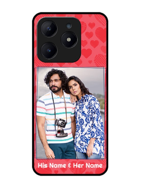 Custom Realme Narzo N63 Custom Glass Phone CaseWith Red Heart Symbols Design