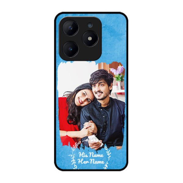 Narzo N63 Custom Glass Phone Case - Blue Color Vintage Design Narzo N63 Custom Glass Phone Case - Blue Color Vintage Design