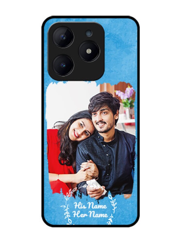 Custom Narzo N63 Custom Glass Phone Case - Blue Color Vintage Design