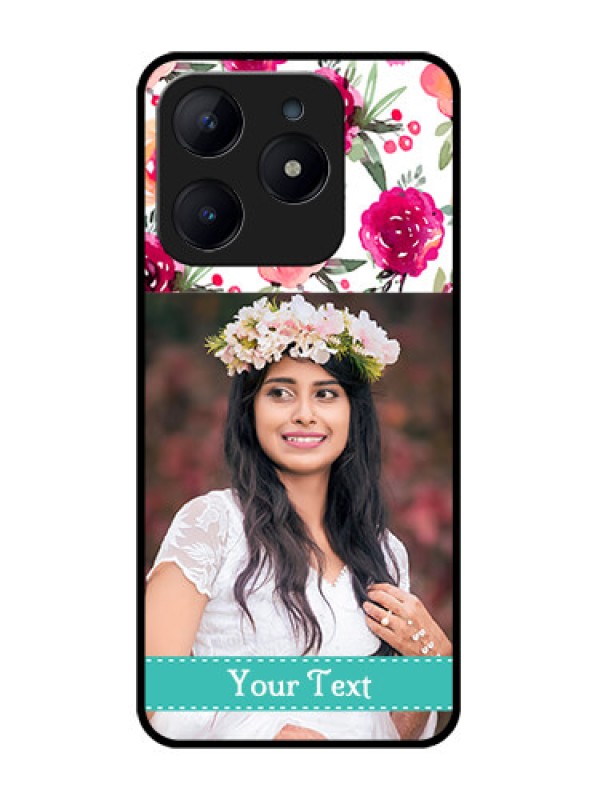 Custom Realme Narzo N63 Custom Glass Phone CaseWater Colors Floral Design