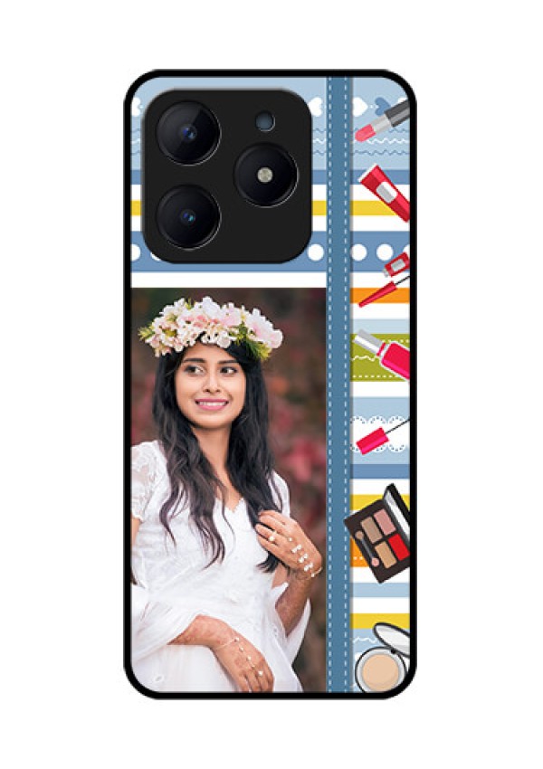 Realme Narzo N63 Custom Glass Phone CaseMakeup Icons Design