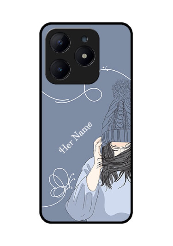 Realme Narzo N63 Custom Glass Phone CaseGirl In Winter Outfit Design