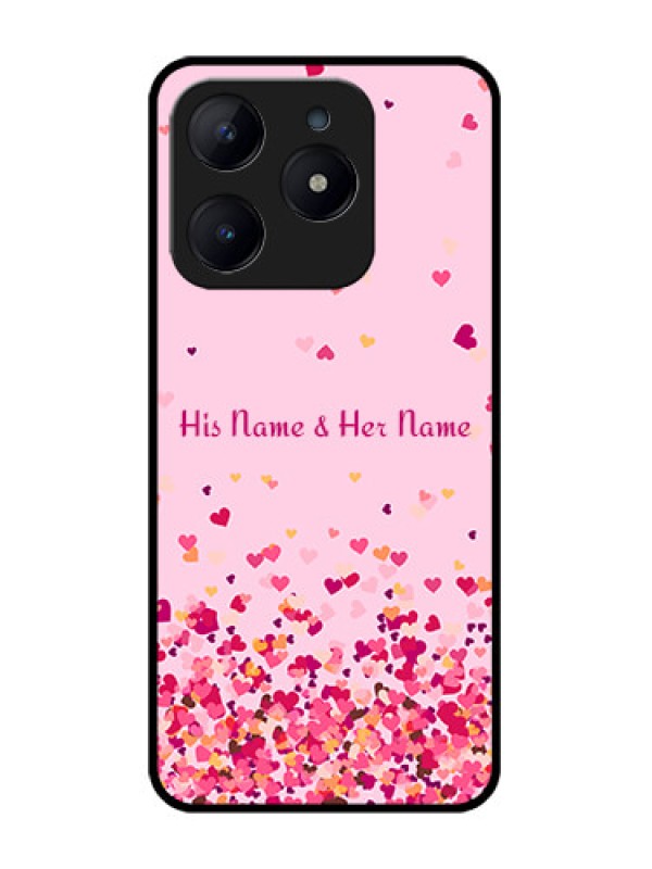 Custom Realme Narzo N63 Custom Glass Phone CaseFloating Hearts Design