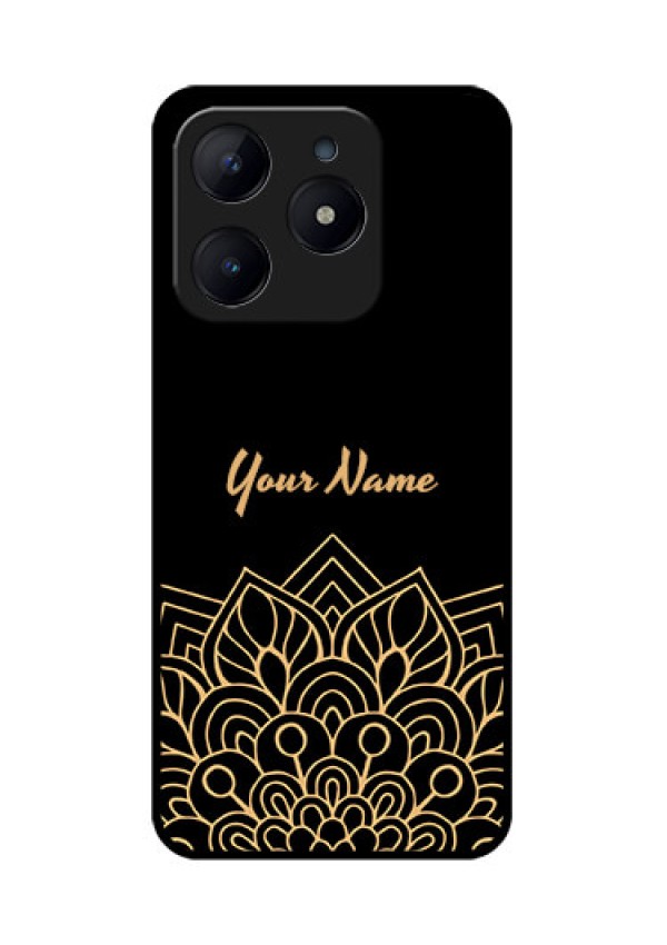 Realme Narzo N63 Custom Glass Phone CaseGolden Mandala Design