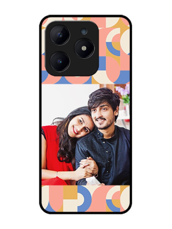 Custom Realme Narzo N63 Custom Glass Phone CaseSemi - Circle Maze Pattern Design