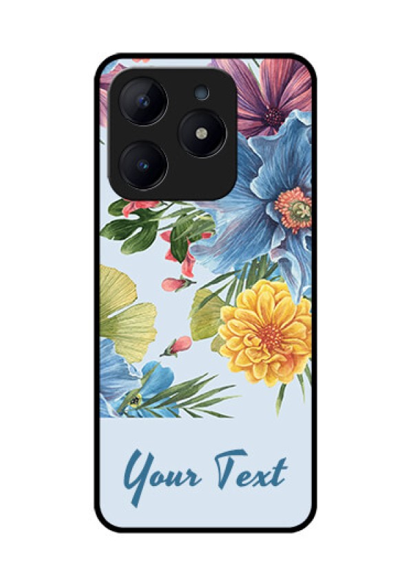 Realme Narzo N63 Custom Glass Phone CaseStunning Watercolored Flowers Painting Design
