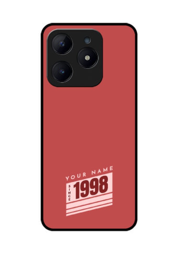 Realme Narzo N63 Custom Glass Phone CaseRed Custom Year Of Birth Design