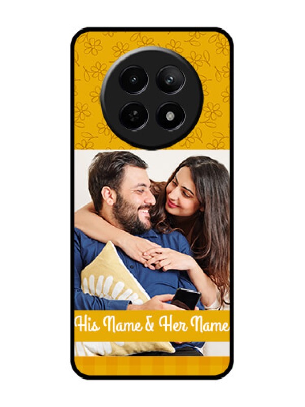 Custom Realme Narzo N65 5G Custom Glass Phone Case - Yellow Floral Design