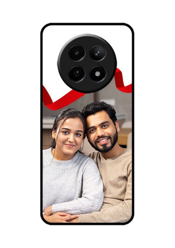 Realme Narzo N65 5G Custom Glass Phone Case - Red Ribbon Frame Design