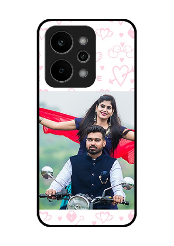 Realme Narzo Power 5G Custom Glass Phone Case - Pink Flying Heart Design