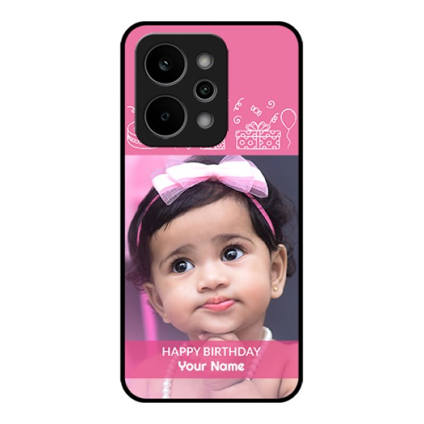 Realme Narzo Power 5G Custom Glass Phone Case - With Birthday Line Art Design Realme Narzo Power 5G Custom Glass Phone Case - With Birthday Line Art Design