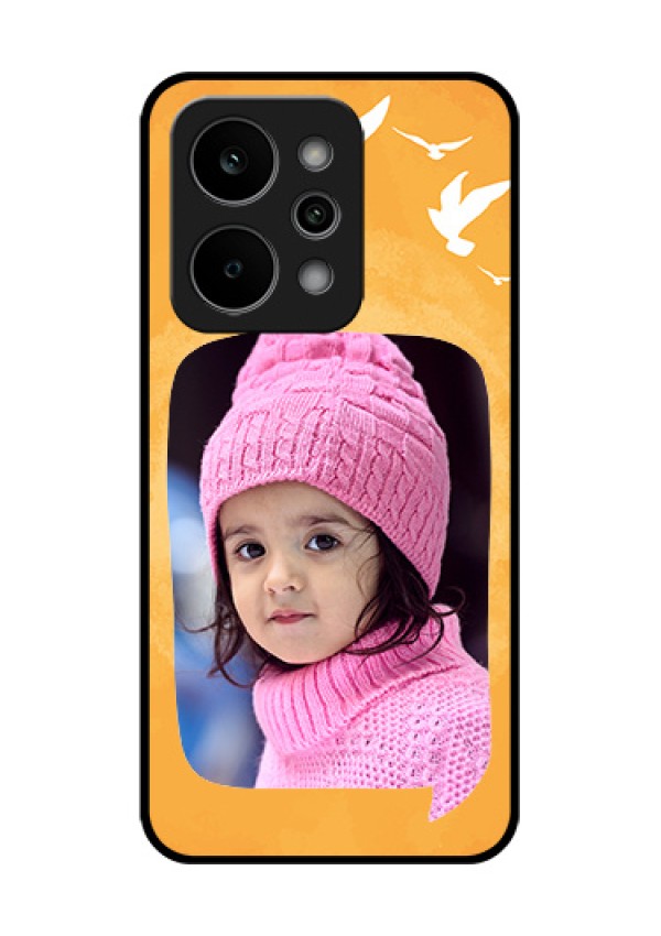 Realme Narzo Power 5G Custom Glass Phone Case - Water Color Design With Bird Icons