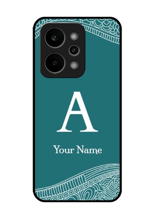 Realme Narzo Power 5G Custom Glass Phone Case - Line Art Pattern With Custom Name Design