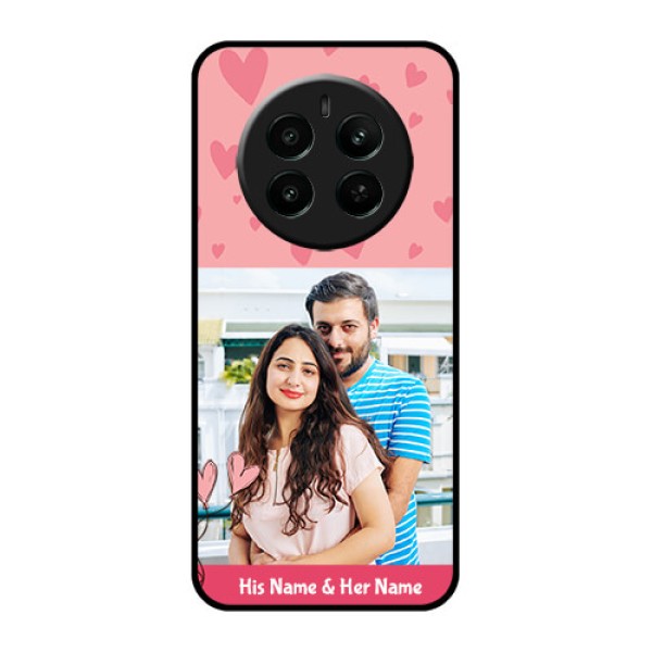 Realme P1 5G Custom Glass Phone Case - Love Design Peach Color Realme P1 5G Custom Glass Phone Case - Love Design Peach Color