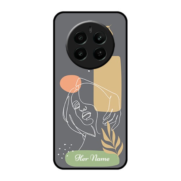 Realme P1 5G Custom Glass Phone Case - Gazing Woman Line Art Design Realme P1 5G Custom Glass Phone Case - Gazing Woman Line Art Design