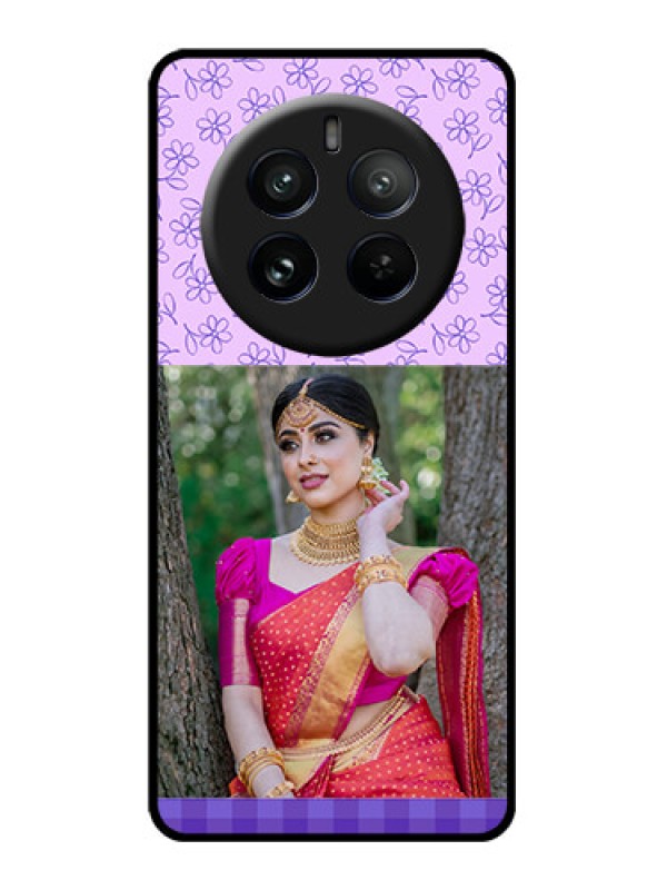 Custom Realme P1 Pro 5G Custom Glass Phone CasePurple Floral Design