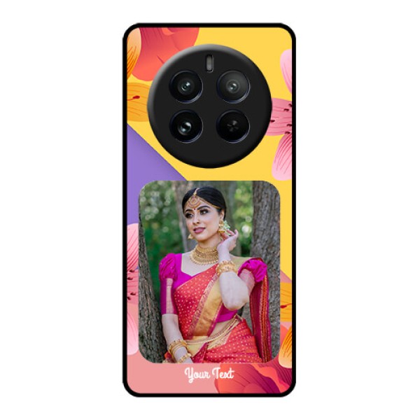 Realme P1 Pro 5G Custom Glass Phone Case3 Image With Vintage Floral Design Realme P1 Pro 5G Custom Glass Phone Case3 Image With Vintage Floral Design