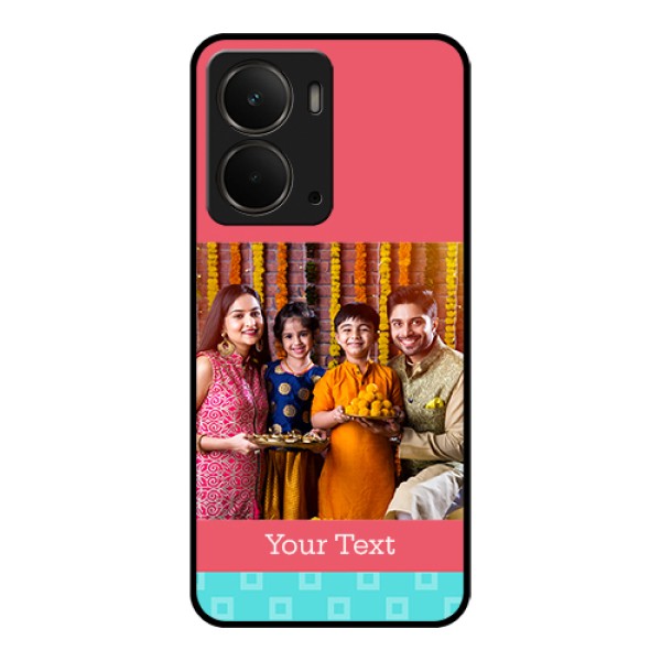 Realme P3 5G Custom Glass Phone Case - Peach & Blue Color Design Realme P3 5G Custom Glass Phone Case - Peach & Blue Color Design
