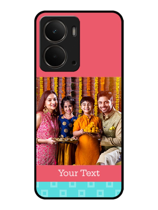 Custom Realme P3 5G Custom Glass Phone Case - Peach & Blue Color Design