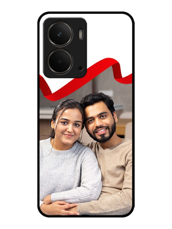 Custom Realme P3 5G Custom Glass Phone Case - Red Ribbon Frame Design