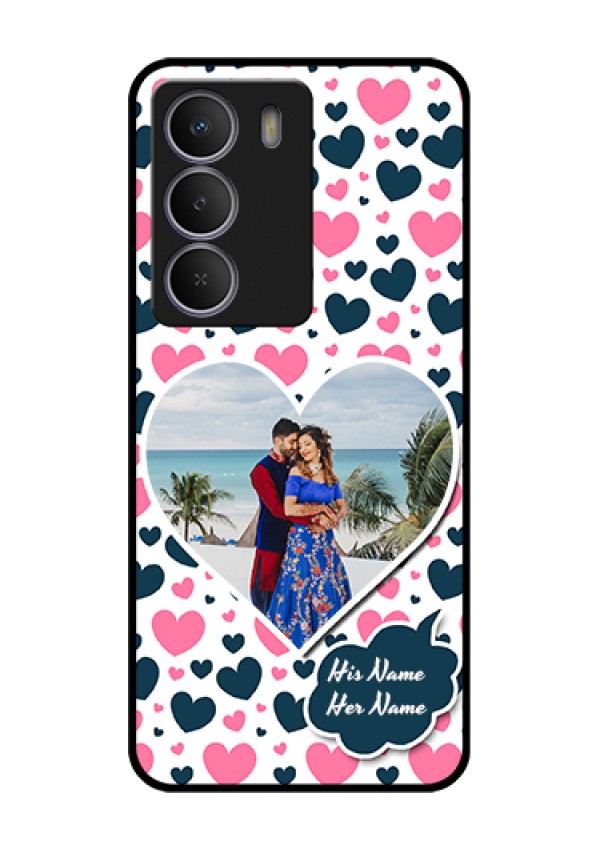 Realme P3 Lite 5G Custom Glass Phone Case - Pink & Blue Heart Design