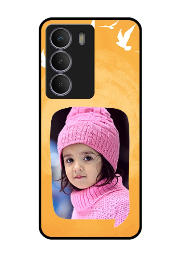 Realme P3 Lite 5G Custom Glass Phone Case - Water Color Design With Bird Icons