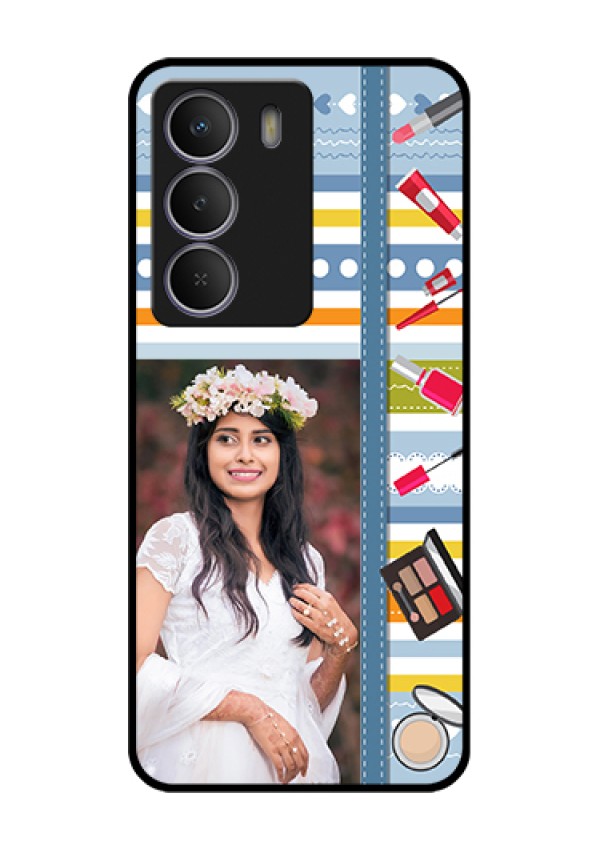 Realme P3 Lite 5G Custom Glass Phone Case - Makeup Icons Design
