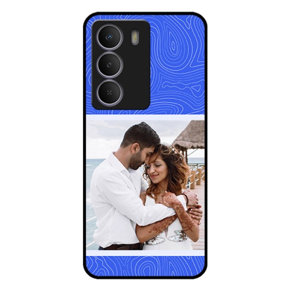 Realme P3 Lite 5G Custom Glass Phone Case - Curved Line Art With Blue And White Design Realme P3 Lite 5G Custom Glass Phone Case - Curved Line Art With Blue And White Design