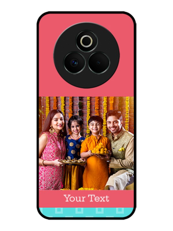 Custom Realme P3 Pro 5G Custom Glass Phone Case - Peach & Blue Color Design