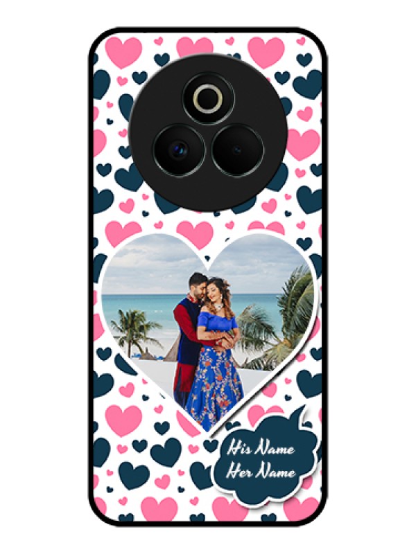 Custom Realme P3 Pro 5G Custom Glass Phone Case - Pink & Blue Heart Design