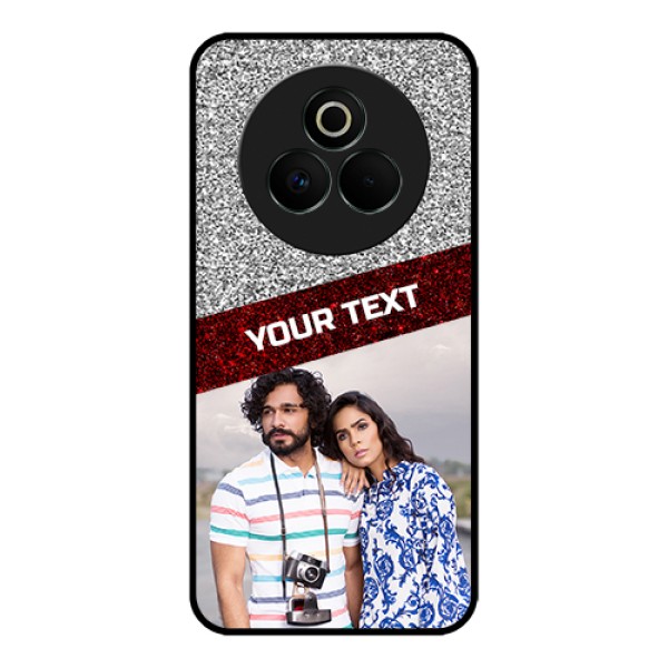 Realme P3 Pro 5G Custom Glass Phone Case - Image Holder With Glitter Strip Design Realme P3 Pro 5G Custom Glass Phone Case - Image Holder With Glitter Strip Design