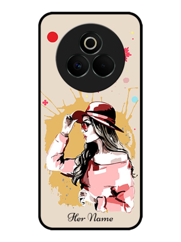Custom Realme P3 Pro 5G Custom Glass Phone Case - Women With Pink Hat Design