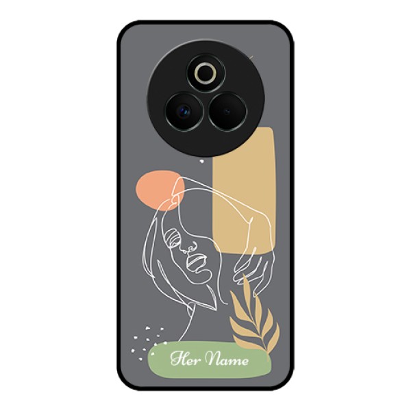 Realme P3 Pro 5G Custom Glass Phone Case - Gazing Woman Line Art Design Realme P3 Pro 5G Custom Glass Phone Case - Gazing Woman Line Art Design