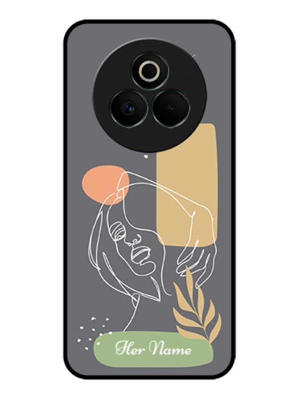Custom Realme P3 Pro 5G Custom Glass Phone Case - Gazing Woman Line Art Design