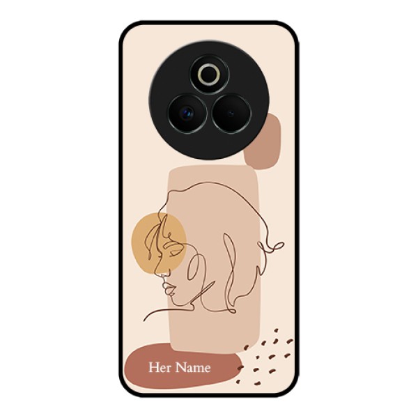 Realme P3 Pro 5G Custom Glass Phone Case - Calm Woman Line Art Design Realme P3 Pro 5G Custom Glass Phone Case - Calm Woman Line Art Design